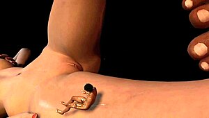 Sliding down giant breasts in a wet nightmare with eager women