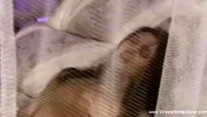 skinny wife relaxing at home with toys