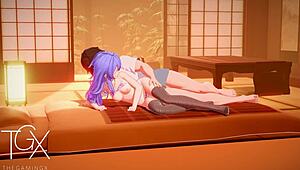 roxy dives into sexy anime hentai gaming, fucking wildly in outfits with blowjobs and positions