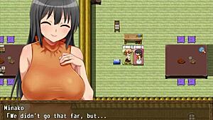 Minako cheats wildly in intense hentai game action.