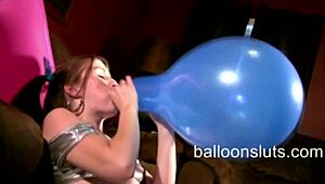 Amateur teen gets wild screwing an inflatable whale by the pool