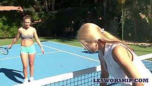 Milf Sarah Vandella gets lured by a lesbian teen in a steamy hot tub