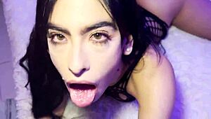 My girlfriend dressed as a slut swallows everything. I treated her rough for a night!