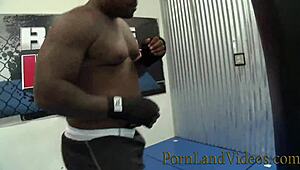 Hot brunette Isis Love bangs hard with battle winner's monster cock