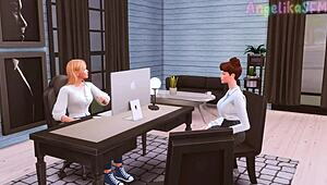 futanari boss lured her secretary into testing deep throat skills in sims 4 anime hentai