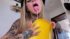 Blonde Latina Takes Massive Cumshot on Face Live!