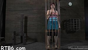 bound hot slave competes in sucking contest with sloppy blowjob skills.