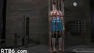 bound hot slave competes in sucking contest with sloppy blowjob skills.