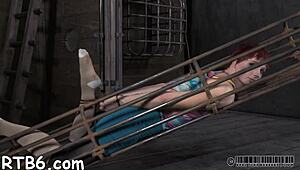 bound hot slave competes in sucking contest with sloppy blowjob skills.