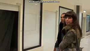 Brown Cutie Sucks Cocks in Public Mall Shop