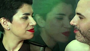 Cum drips from my mouth after a wild handjob session with my partner.