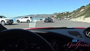 kourtney ray enjoys beach pussy play and road head