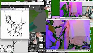 Fucking that twink bareback on the desk.