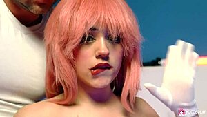 hot anime girl in cosplay sucks and rides a big cock