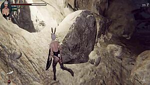Let's play knight girl and dungeons with that shaved pussy, part 1