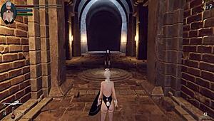 Let's play knight girl and dungeons with that shaved pussy, part 1