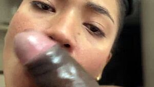 Amateur couple shared intense POV blowjob with huge cock