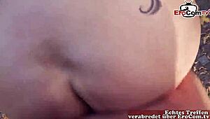 Ever seen a mature German housewife picked up and drilled outdoors?