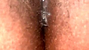 Wet dripping creamy pussy on display
