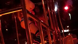 Frankie performs hot stockings striptease in retro style