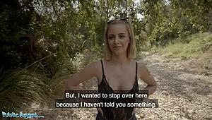 عميل عام يفشخ الشقراء الإسبانية الظريفة ليا ميسي في الخارج