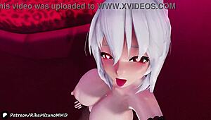 Yowane haku performs sexy dance with clothes ripped in mmd
