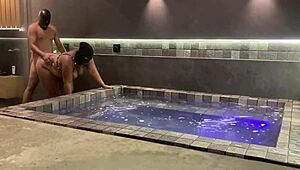 i grabed the beautiful brunette from behind and licked her pussy hard, making her scream