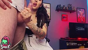 Obedient Latina maid sucks boss off during work hours