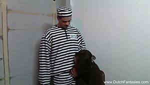 Dutch blonde prisoner breaks out for rough chubby sex in jail