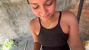 Neighbor bent over for public blowjob and sex