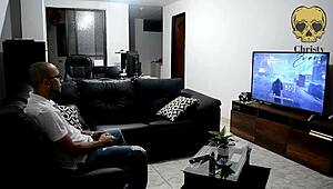 Hey, While My Boyfriend Plays PS4, I Tease His Hard Cock!