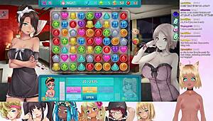 Vtuber Lewdneko Plays Huniepop 2 Double Date Part 6 with Big Tits in Lingerie