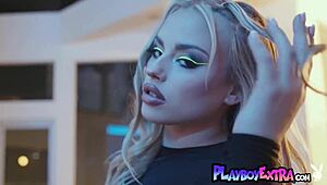 petite inked blondie anna claire clouds strips naked in sexy long boots