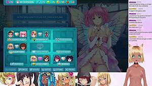 Vtuber Lewdneko Plays Huniepop 2 Double Date Part 6 with Big Tits in Lingerie