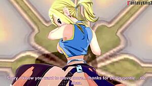 Lucy Heartfilia, the hot blonde, feels intense pleasure in hard sex from Fairy Tail's sheer fantasy