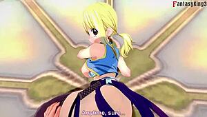 Lucy Heartfilia, the hot blonde, feels intense pleasure in hard sex from Fairy Tail's sheer fantasy