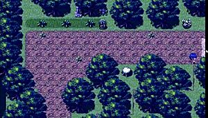 Tanned girl Natsuki pees in the forest at night during hentai game episode 9.