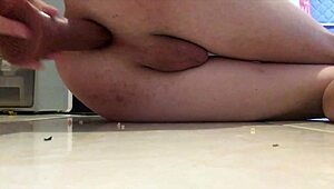 young gay boy explores homemade dildo play