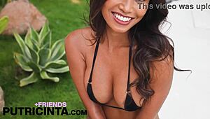 Horny Babe Putri Cinta Dances Naked by Poolside