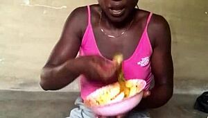 crazy ebony bitch eats food and shares life lessons solo