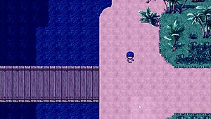 Tanned girl Natsuki pees in the forest at night during hentai game episode 9.