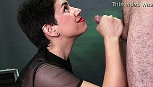 cum dripping everywhere after wild mouth action with ripped clothes