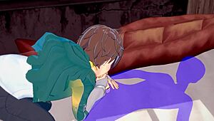 konosuba yaoi kazuma gets blowjob with cum in mouth