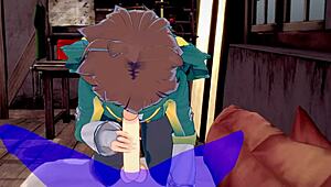 konosuba yaoi kazuma gets blowjob with cum in mouth