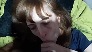 teen eagerly sucks stepbrother's massive cock in amateur clip