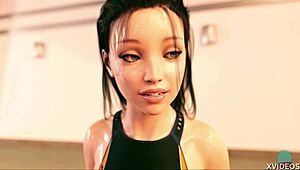 Rebecca Shines Wet In Athletic Roleplay Game