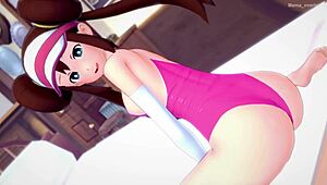Rosa Nanci from Pokemon wears her swimsuit, ready for adult parody training action.