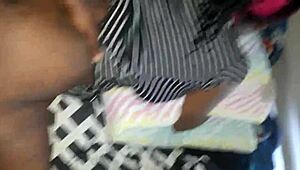 petite ebony student sneaking into dorm before roommate arrives