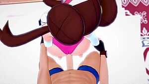 Rosa Nanci from Pokemon wears her swimsuit, ready for adult parody training action.