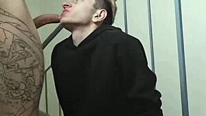 I saw this guy jerking off, so I joined in to suck him off real good.